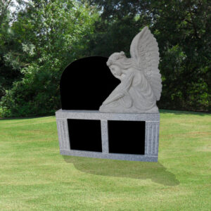 Angel with Flowers HEADSTONE ON Base UNIT