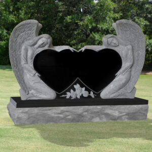 Double Angel Double Heart Headstone