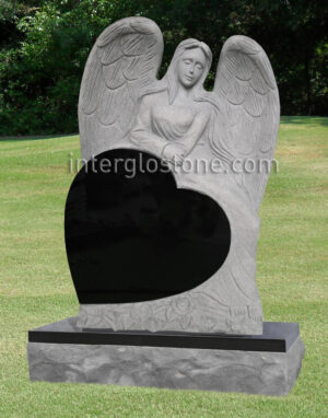Reclining Angel Heart Headstone