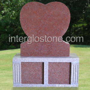 SINGLE HEART HEADSTONE ON BASE UNIT