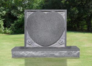 Single Heart with Recessed Flowers Headstone